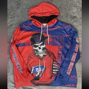 Sportswear Streetwear New York Giants NFL 3D Art Hoodie Skulls Mens 2X Pullover